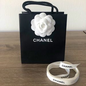 SOLD! Chanel Black Paper Shopping Gift Bag+ Ribbon